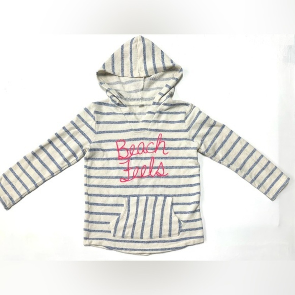 Old Navy‎ Striped Hoodie with 'Beach Feels' Text size youth L (10-12)